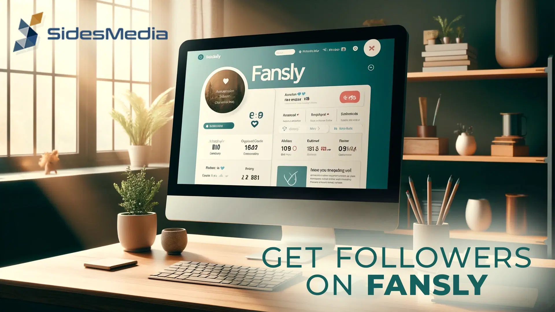 How to Get More Followers on Fansly -A modern computer displaying a Fansly profile page in a cozy, well-lit room. Person using a computer and showing how to get more followers on Fansly in a cozy room. How to Buy Fansly Followers SidesMedia page offering options to buy Fansly followers. How to get more followers on Fansly - Frequently Asked Questions Purchasing Followers on Fansly-Woman using a tablet displaying a Fansly profile page in a cozy, well-lit room. Hands holding a tablet displaying a Fansly profile page with main features, in a cozy, well-lit room.