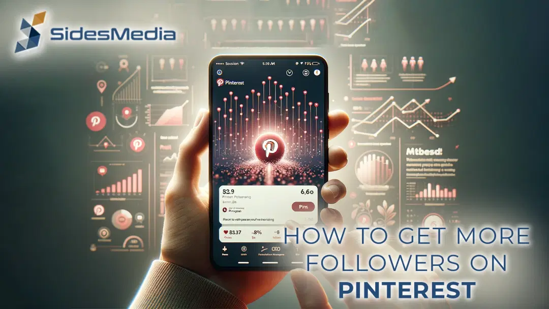 A person holding a smartphone with Pinterest open, showing how to get more Pinterest followers in the background. A person using a laptop with Pinterest open, surrounded by social media icons and growth charts. Frequently Asked Questions About How to Get More Followers on Pinterest. Buying Pinterest followers from SidesMedia Person using a laptop with Pinterest open in a cozy setting and showing how to get more followers on Pinterest. Tablet displaying Pinterest interface in a modern workspace.