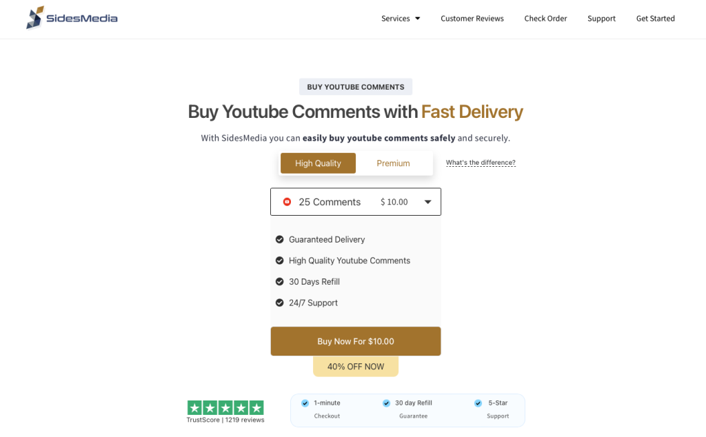Buy YouTube Comments by SidesMedia
