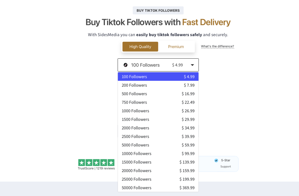 Buy followers on TikTok from SidesMedia