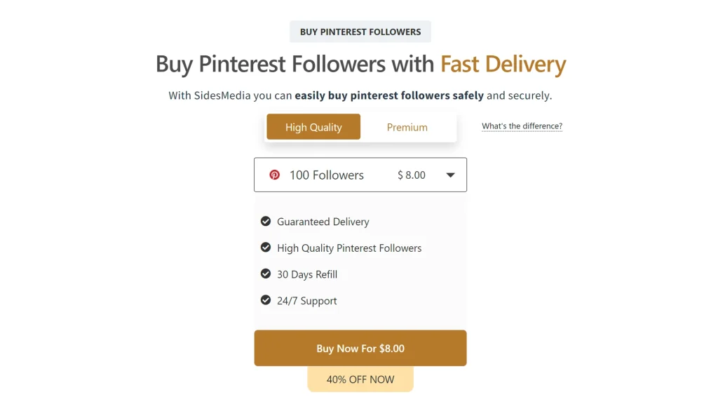Buying Pinterest followers SidesMedia