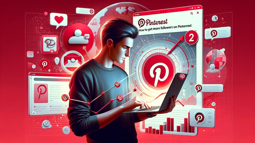 A person holding a laptop and showing 7 ways how to get more followers on Pinterest.