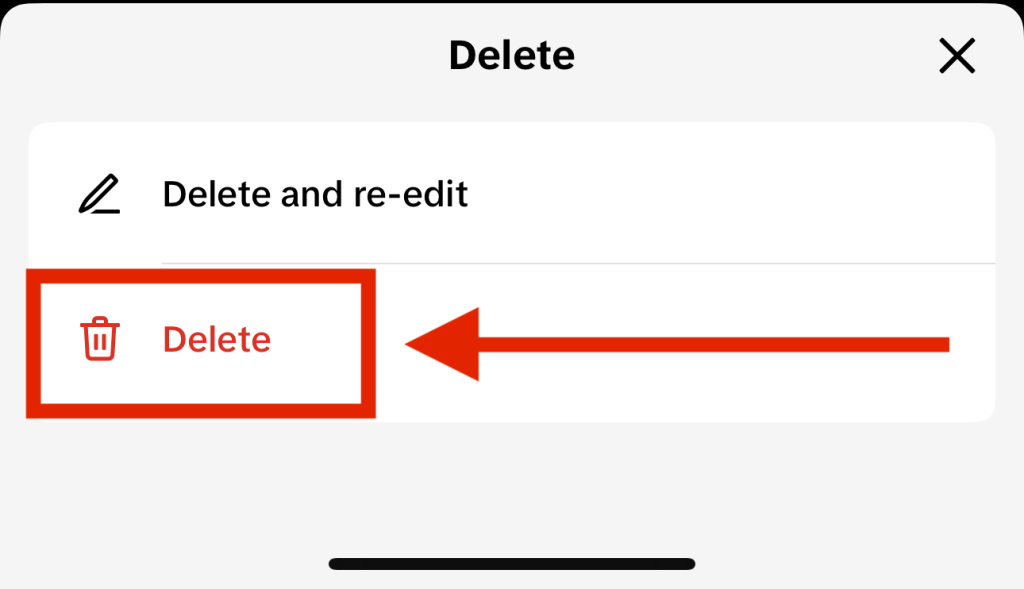 how to delete tiktok story confirm